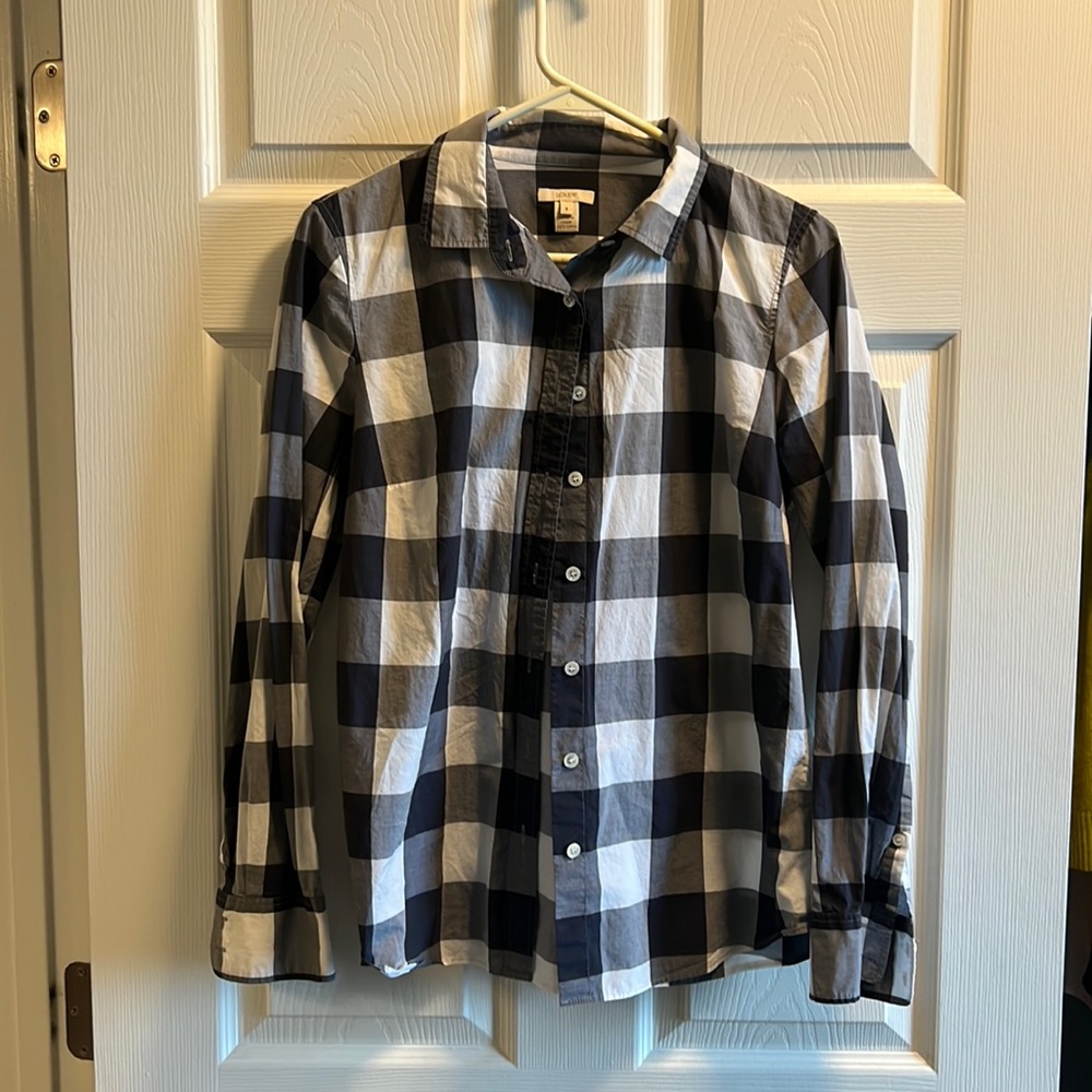 Navy and white button down
